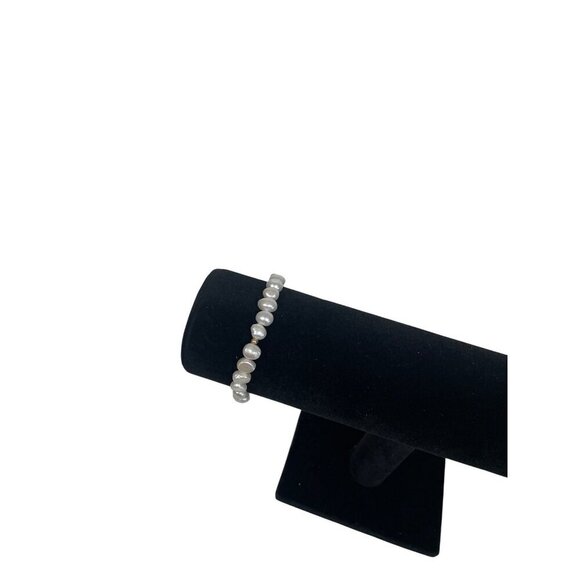 Faux White Pearl Bracelet With Gold Accents & Monogram "N" Charm - Picture 5 of 6